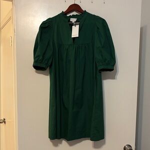 Sugarlips Emerald Green Puff-Sleeve Mini Dress